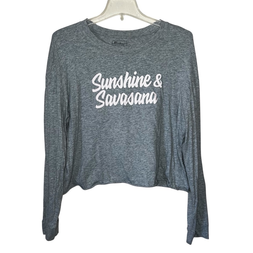 Miken Flow Sunshine & Savasana Cropped Long Sleeved Tee Size Large